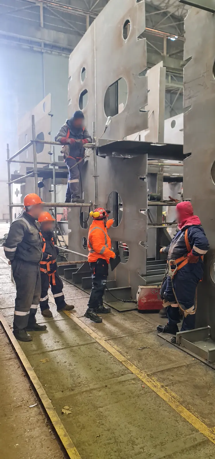 Work area for steel fabrication and production activities